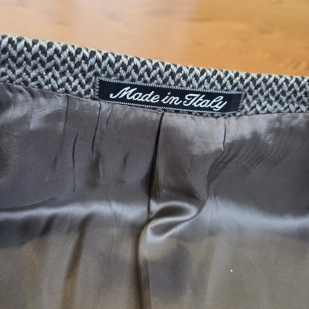 Vintage Valentino Uomo 44R Gray Black Herringbone Pure Wool Blazer Made in Italy